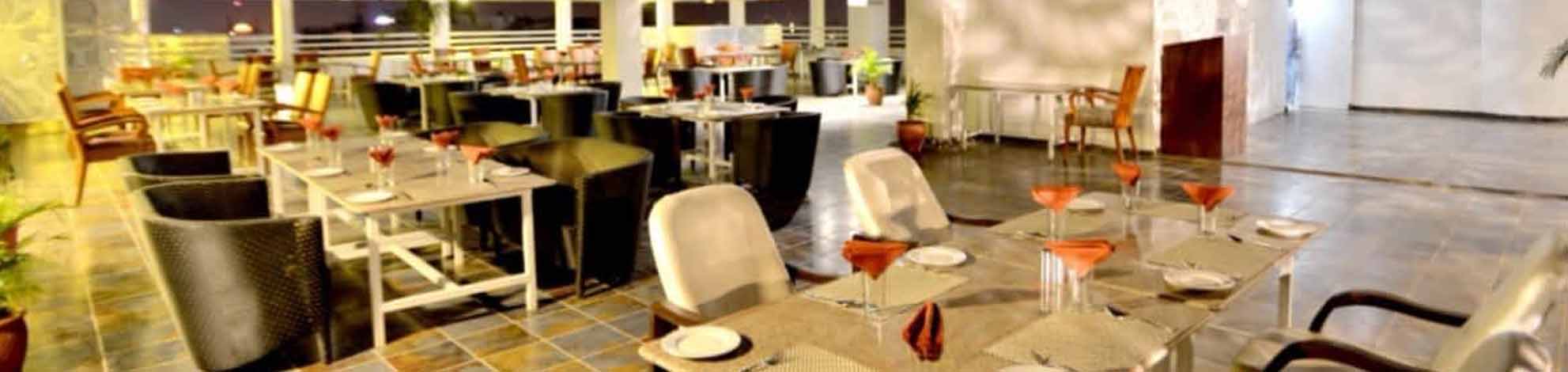 Rooftop poolside restaurant in Vadodara