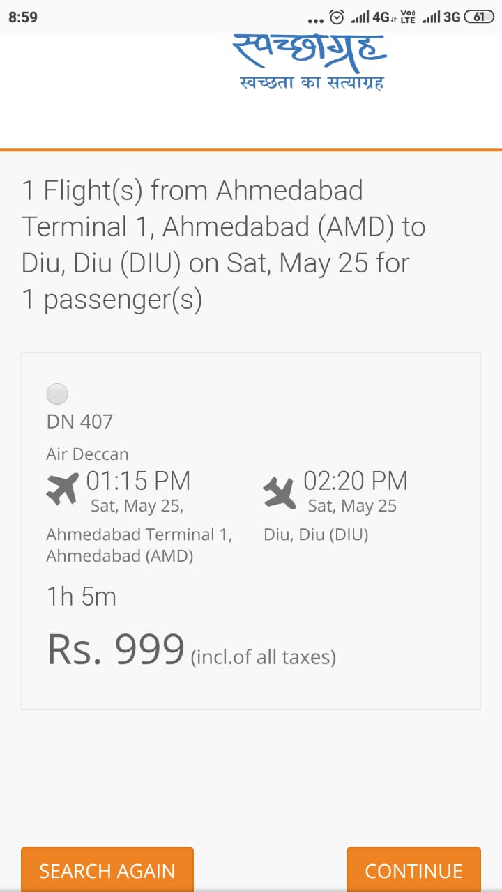 Ahmedabad to Diu Air Deccan