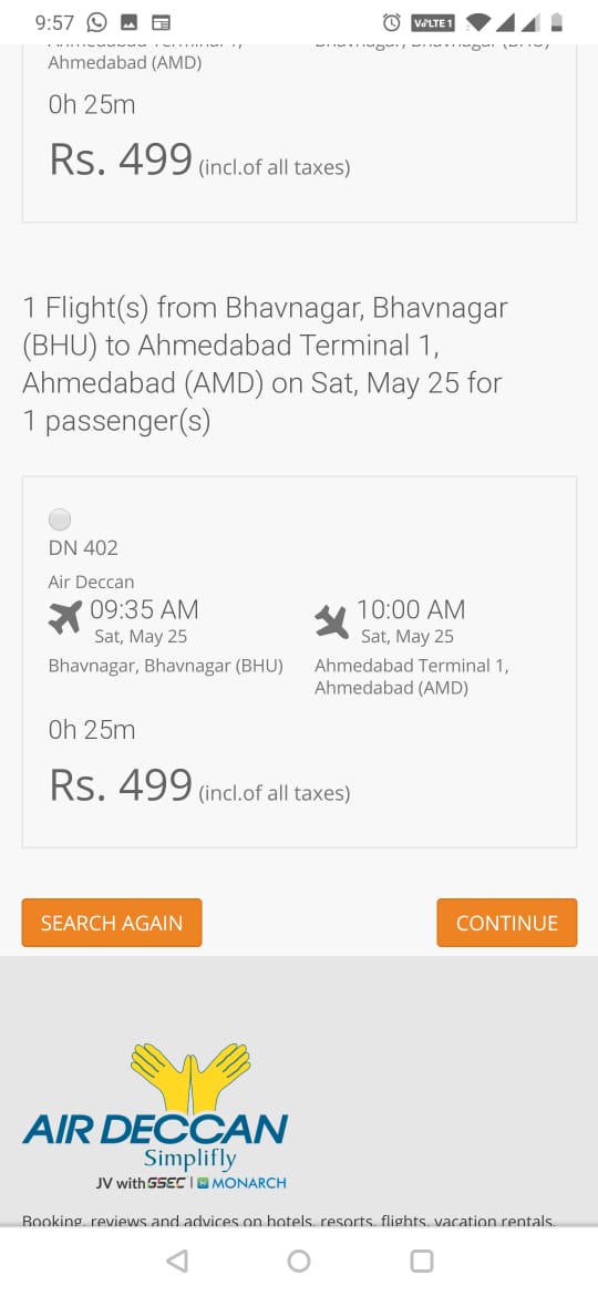 Ahmedabad to Bhavnagar Air Deccan Flight